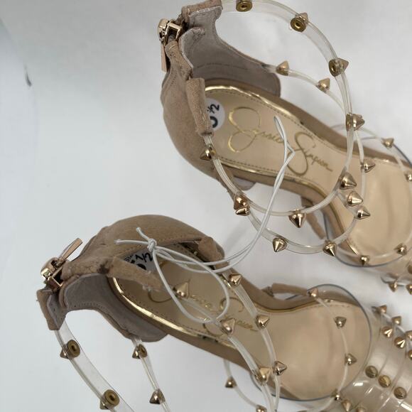 JESSICA SIMPSON Pumps Size 5.5 Wavery Clear Studded Wavery Pointed Toe Stiletto - Picture 4 of 16